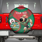 Custom NRL Rabbitohs NAIDOC Week Spare Tire Cover Keep The Fire Burning Indigenous Art