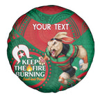 Custom NRL Rabbitohs NAIDOC Week Spare Tire Cover Keep The Fire Burning Indigenous Art