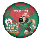 Custom NRL Rabbitohs NAIDOC Week Spare Tire Cover Keep The Fire Burning Indigenous Art