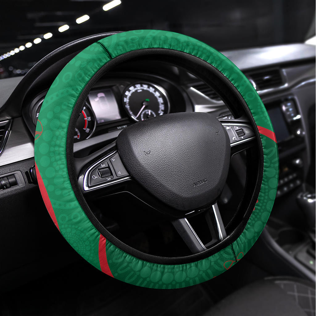 NRL Rabbitohs NAIDOC Week Steering Wheel Cover Keep The Fire Burning Indigenous Art