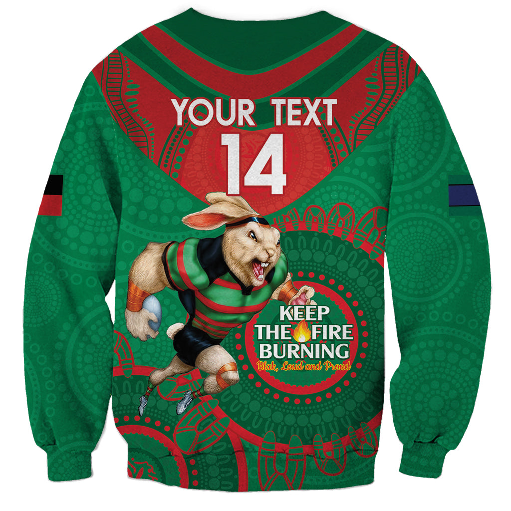 Custom NRL Rabbitohs NAIDOC Week Sweatshirt Keep The Fire Burning Indigenous Art