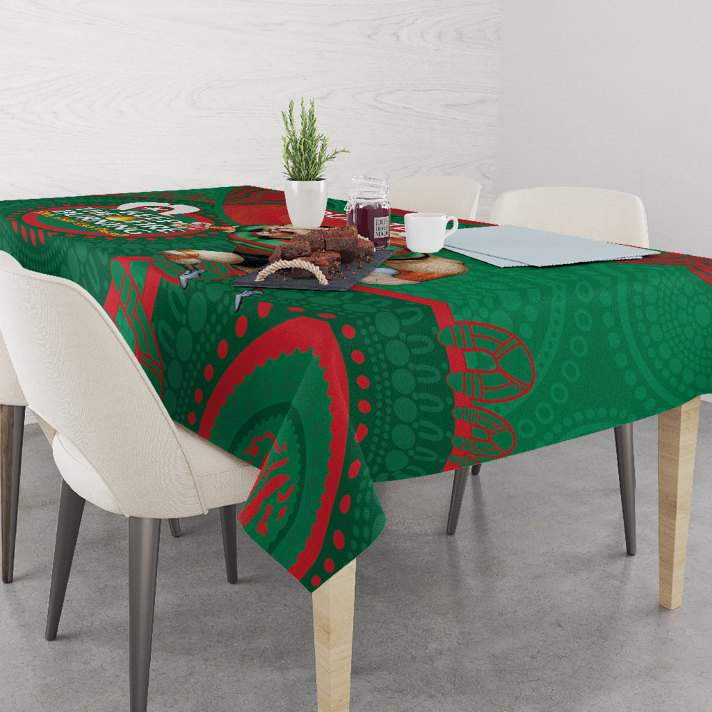 Custom NRL Rabbitohs NAIDOC Week Tablecloth Keep The Fire Burning Indigenous Art