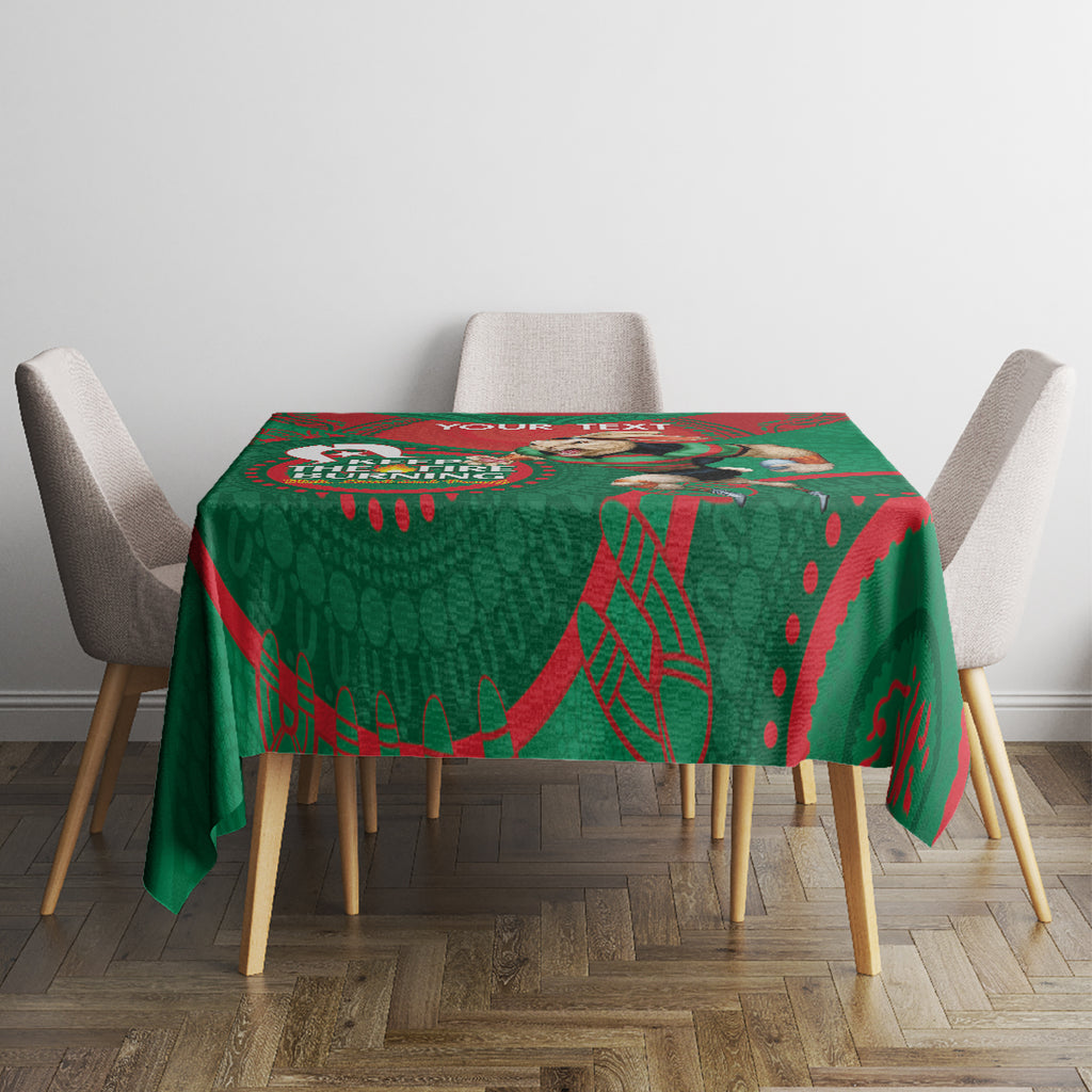 Custom NRL Rabbitohs NAIDOC Week Tablecloth Keep The Fire Burning Indigenous Art
