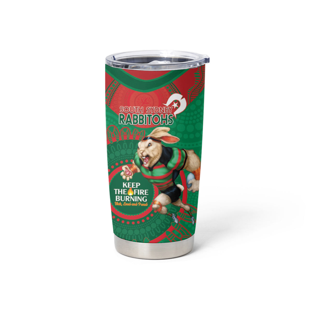 NRL Rabbitohs NAIDOC Week Tumbler Cup Keep The Fire Burning Indigenous Art