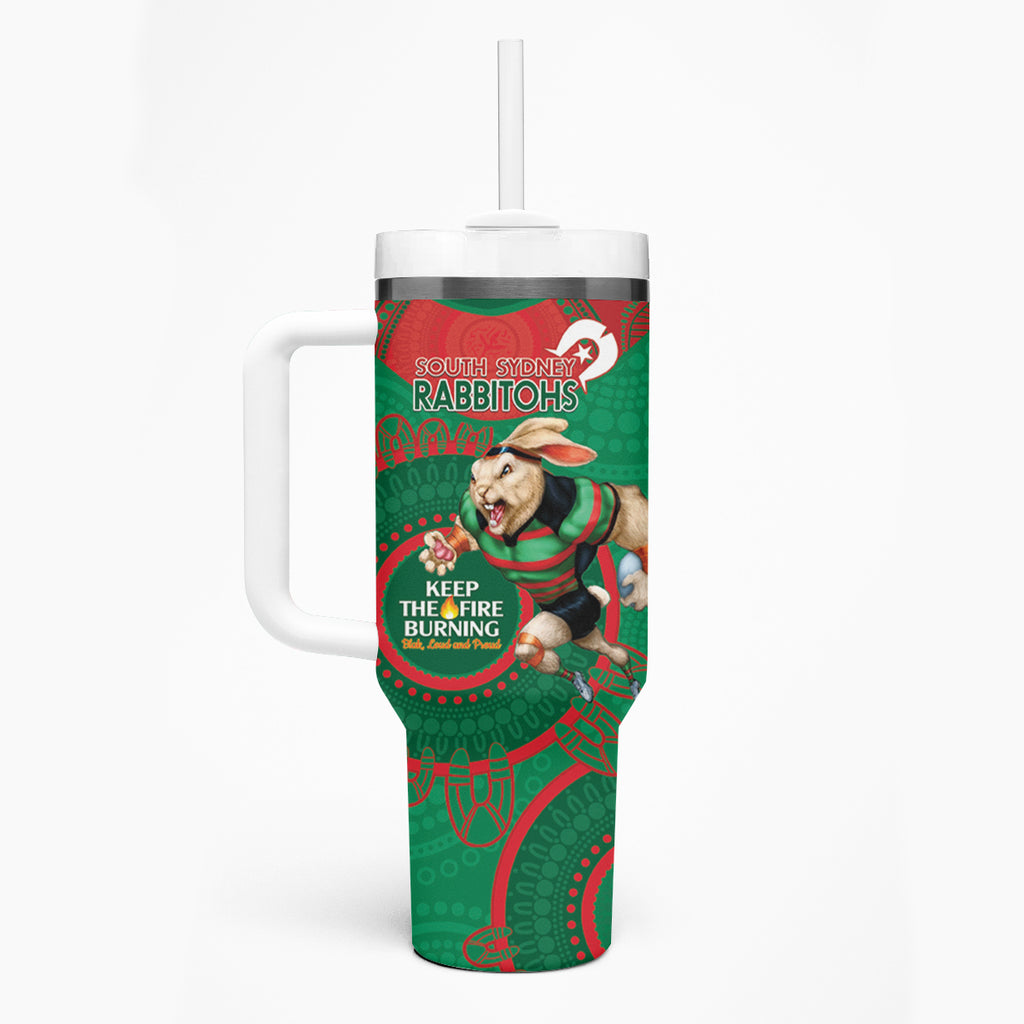 NRL Rabbitohs NAIDOC Week Tumbler With Handle Keep The Fire Burning Indigenous Art