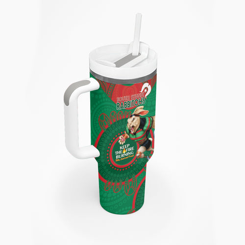 NRL Rabbitohs NAIDOC Week Tumbler With Handle Keep The Fire Burning Indigenous Art