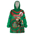 Custom NRL Rabbitohs NAIDOC Week Wearable Blanket Hoodie Keep The Fire Burning Indigenous Art
