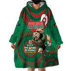 Custom NRL Rabbitohs NAIDOC Week Wearable Blanket Hoodie Keep The Fire Burning Indigenous Art