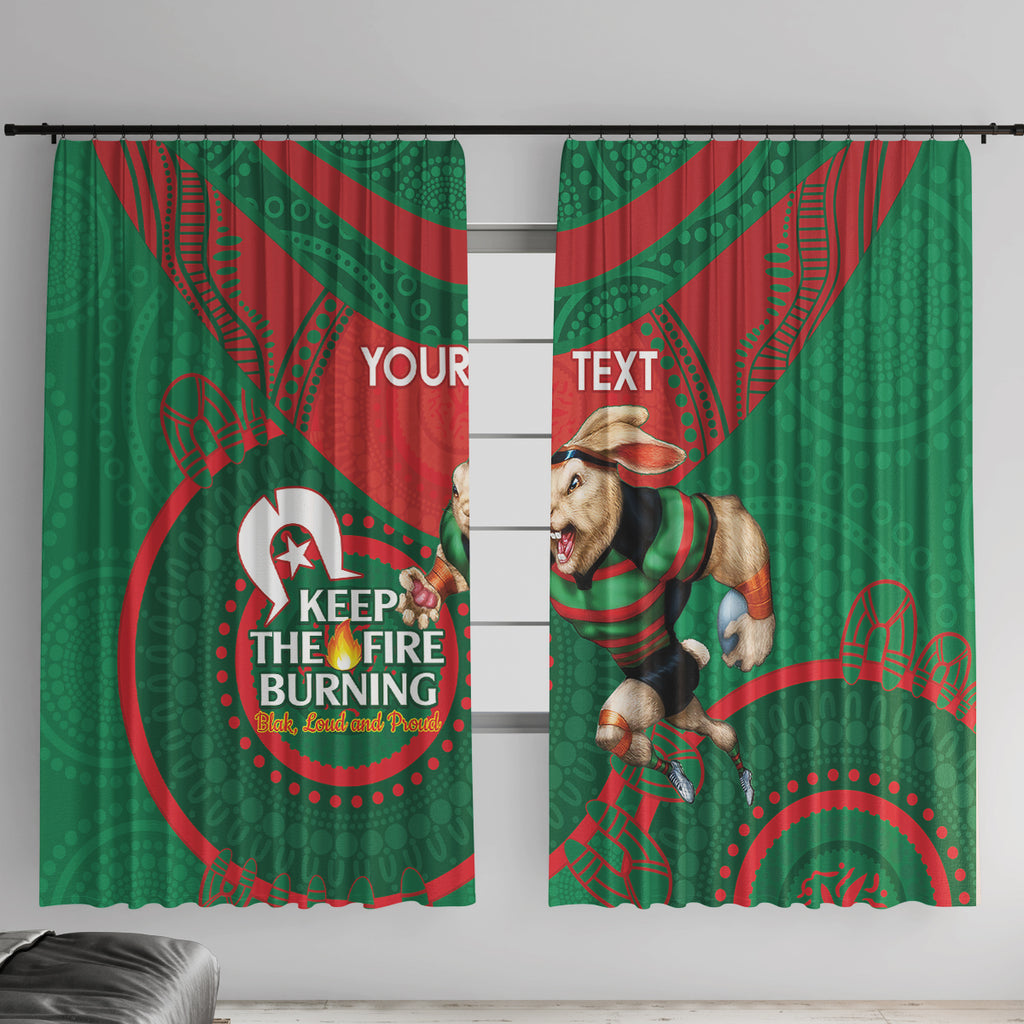 Custom NRL Rabbitohs NAIDOC Week Window Curtain Keep The Fire Burning Indigenous Art