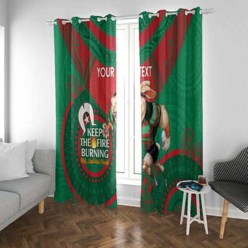 Custom NRL Rabbitohs NAIDOC Week Window Curtain Keep The Fire Burning Indigenous Art