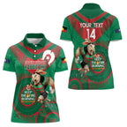 Custom NRL Rabbitohs NAIDOC Week Women Polo Shirt Keep The Fire Burning Indigenous Art