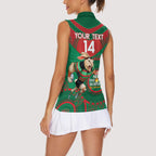 Custom NRL Rabbitohs NAIDOC Week Women Sleeveless Polo Shirt Keep The Fire Burning Indigenous Art