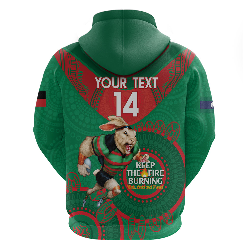 Custom NRL Rabbitohs NAIDOC Week Zip Hoodie Keep The Fire Burning Indigenous Art
