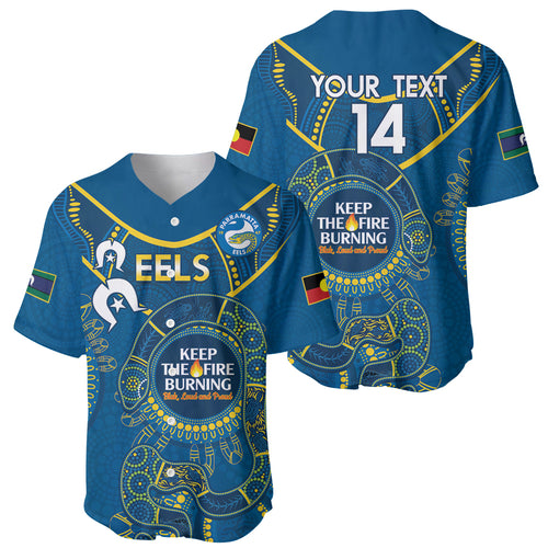 Custom NRL Eels NAIDOC Week Baseball Jersey Keep The Fire Burning Indigenous Art