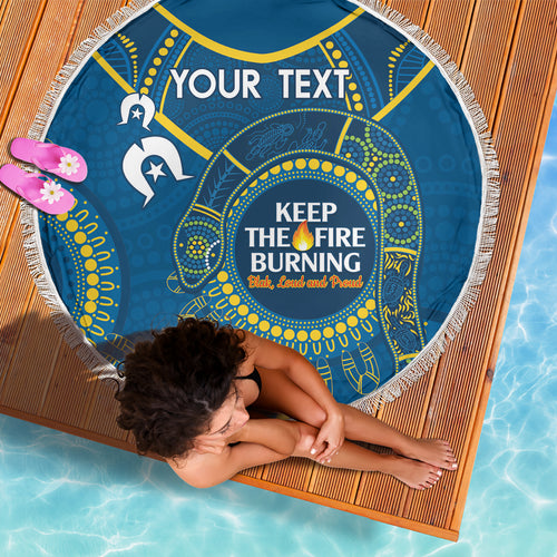 Custom NRL Eels NAIDOC Week Beach Blanket Keep The Fire Burning Indigenous Art