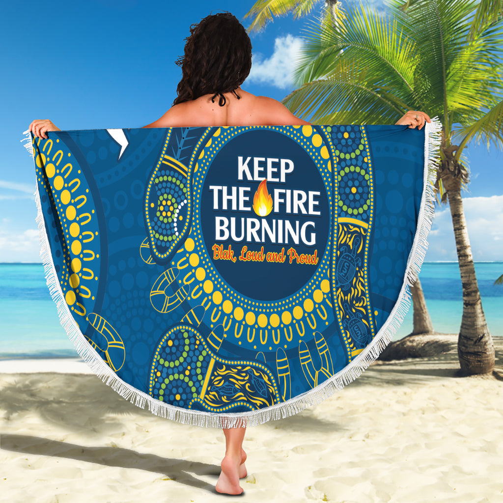 Custom NRL Eels NAIDOC Week Beach Blanket Keep The Fire Burning Indigenous Art