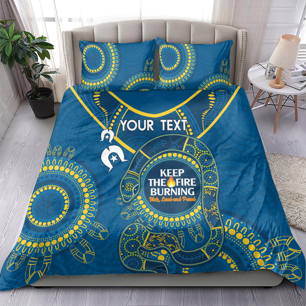 Custom NRL Eels NAIDOC Week Bedding Set Keep The Fire Burning Indigenous Art