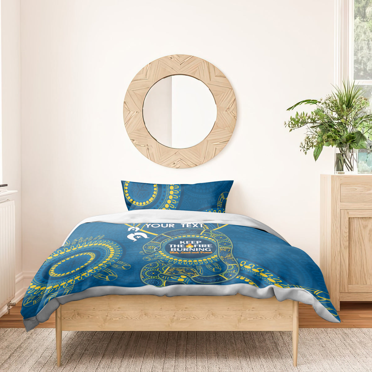 Custom NRL Eels NAIDOC Week Bedding Set Keep The Fire Burning Indigenous Art