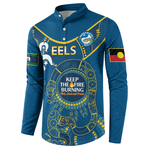 Custom NRL Eels NAIDOC Week Button Sweatshirt Keep The Fire Burning Indigenous Art