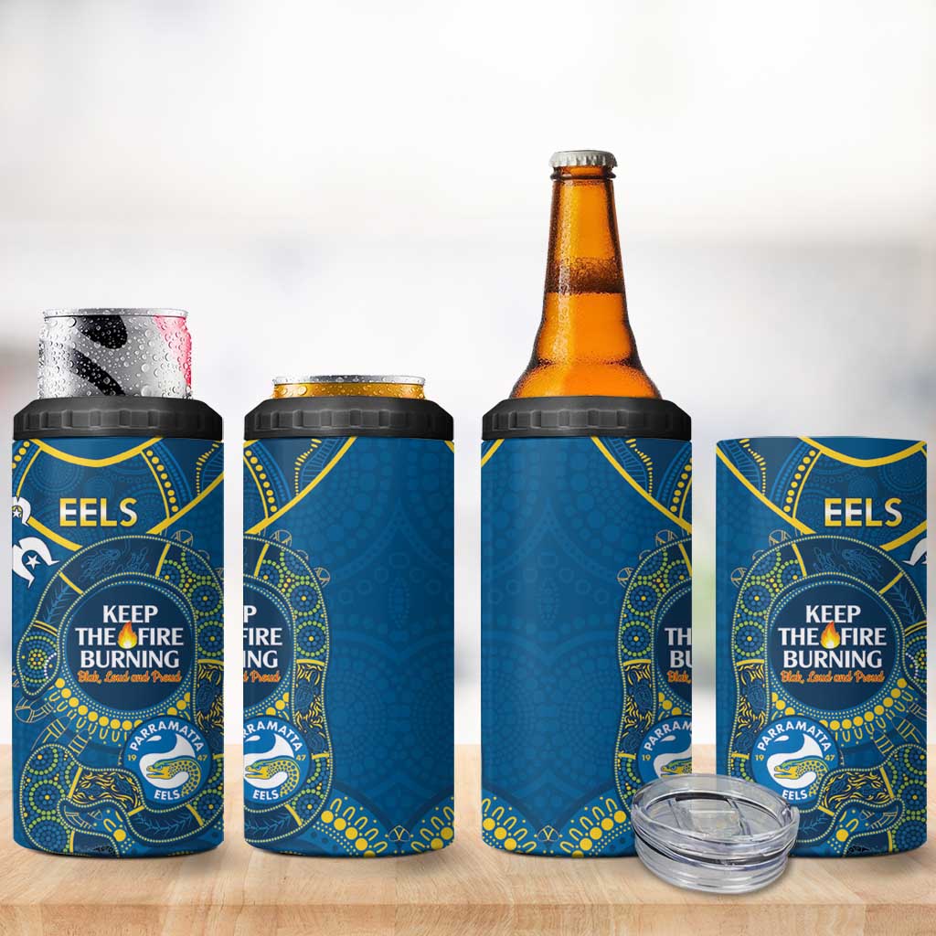 NRL Eels NAIDOC Week 4 in 1 Can Cooler Tumbler Keep The Fire Burning Indigenous Art