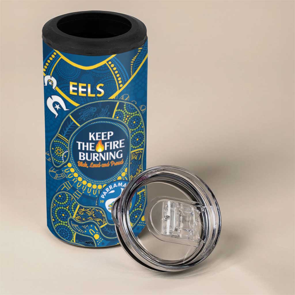 NRL Eels NAIDOC Week 4 in 1 Can Cooler Tumbler Keep The Fire Burning Indigenous Art