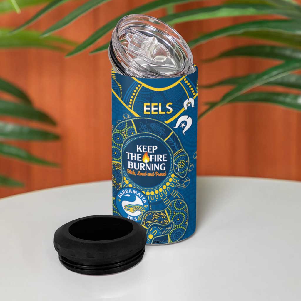 NRL Eels NAIDOC Week 4 in 1 Can Cooler Tumbler Keep The Fire Burning Indigenous Art