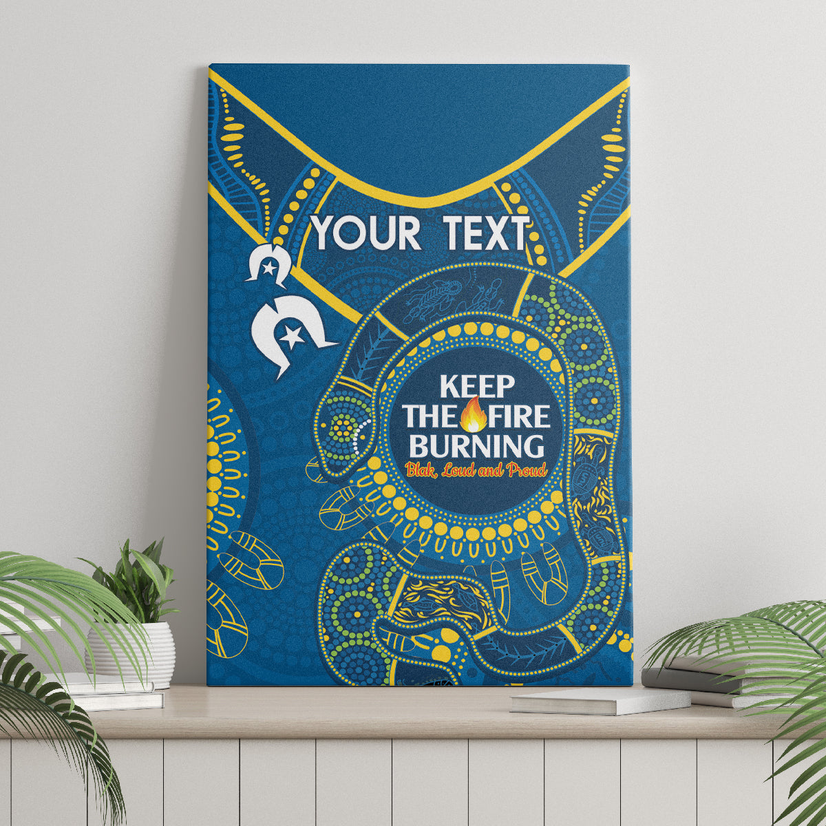 Custom NRL Eels NAIDOC Week Canvas Wall Art Keep The Fire Burning Indigenous Art