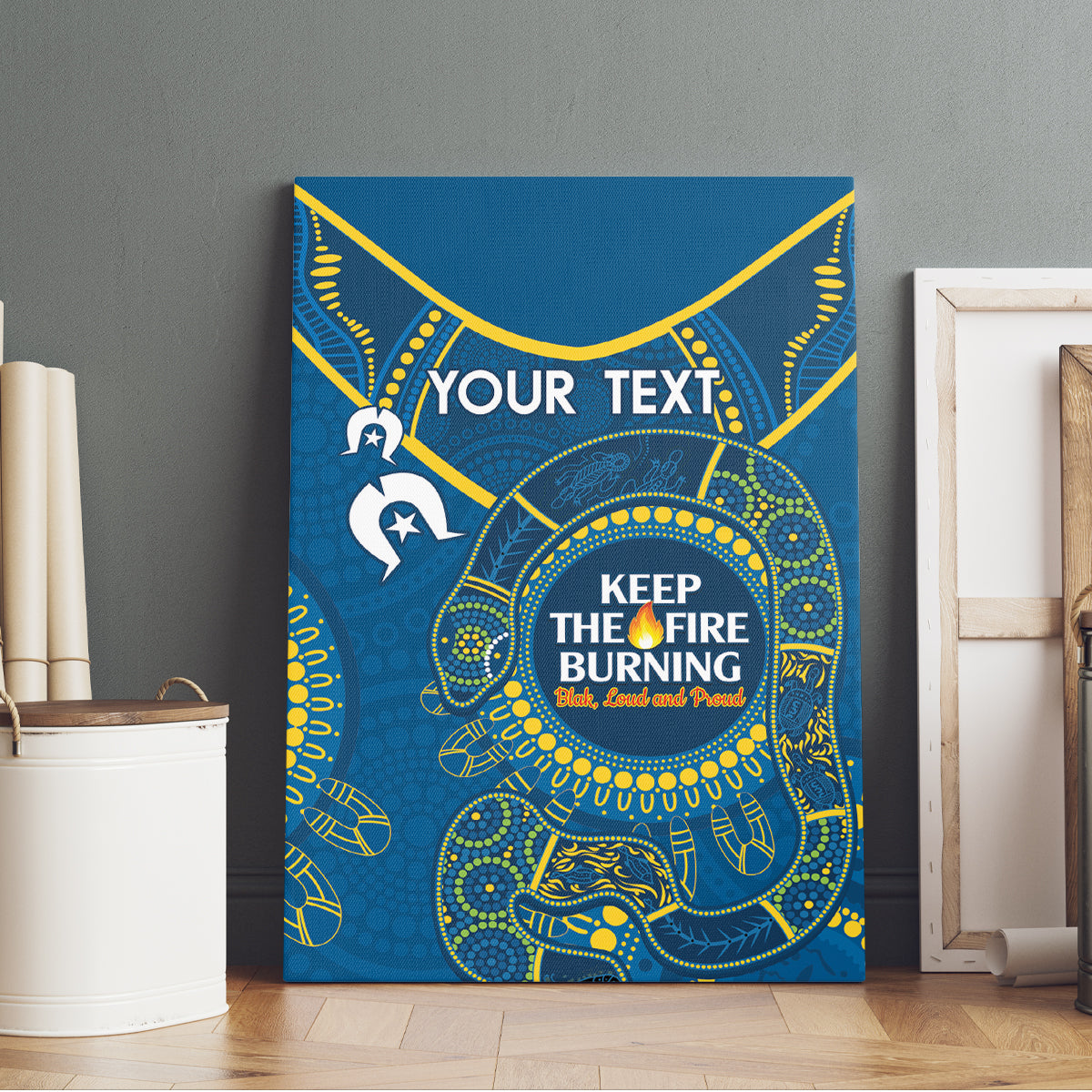 Custom NRL Eels NAIDOC Week Canvas Wall Art Keep The Fire Burning Indigenous Art