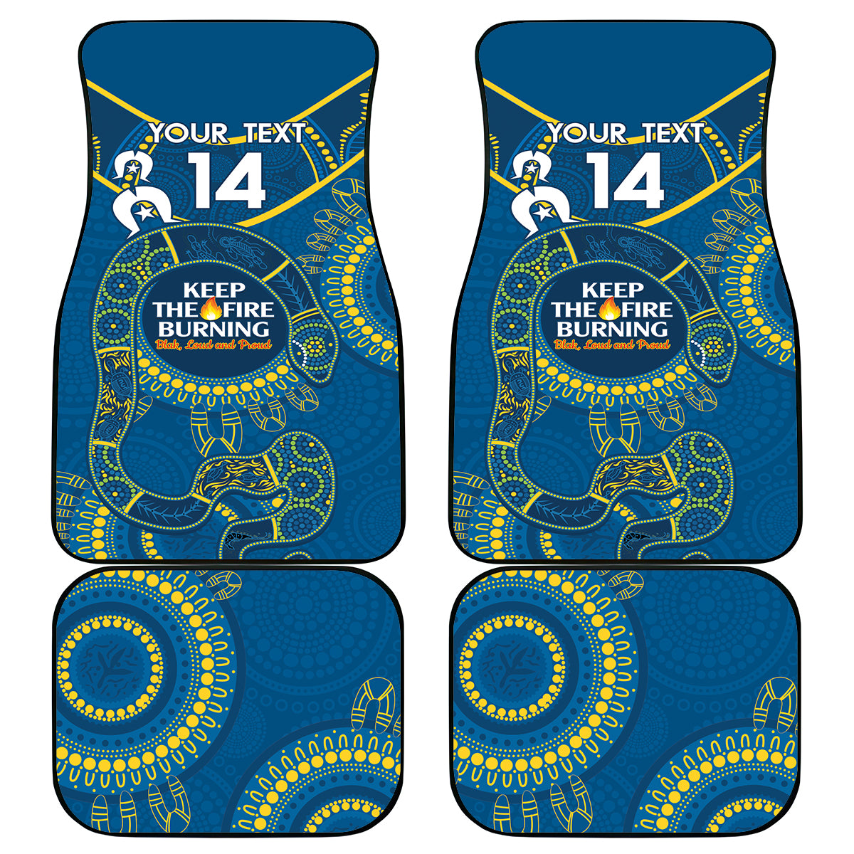 Custom NRL Eels NAIDOC Week Car Mats Keep The Fire Burning Indigenous Art
