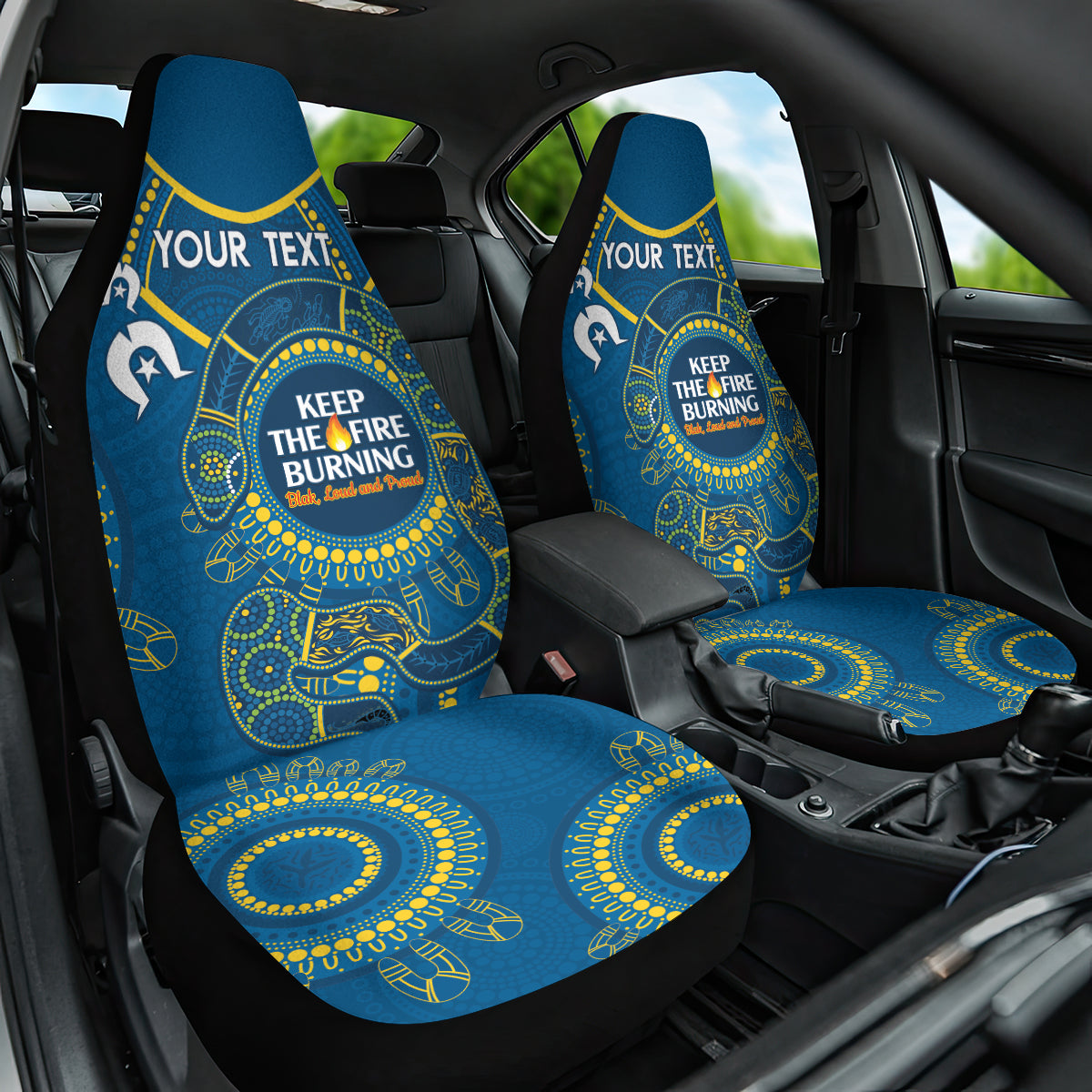 Custom NRL Eels NAIDOC Week Car Seat Cover Keep The Fire Burning Indigenous Art