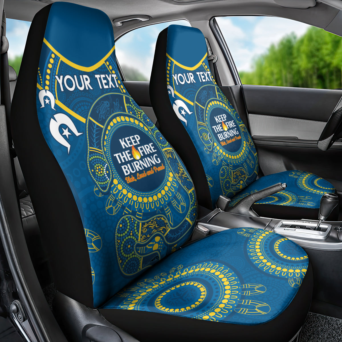 Custom NRL Eels NAIDOC Week Car Seat Cover Keep The Fire Burning Indigenous Art