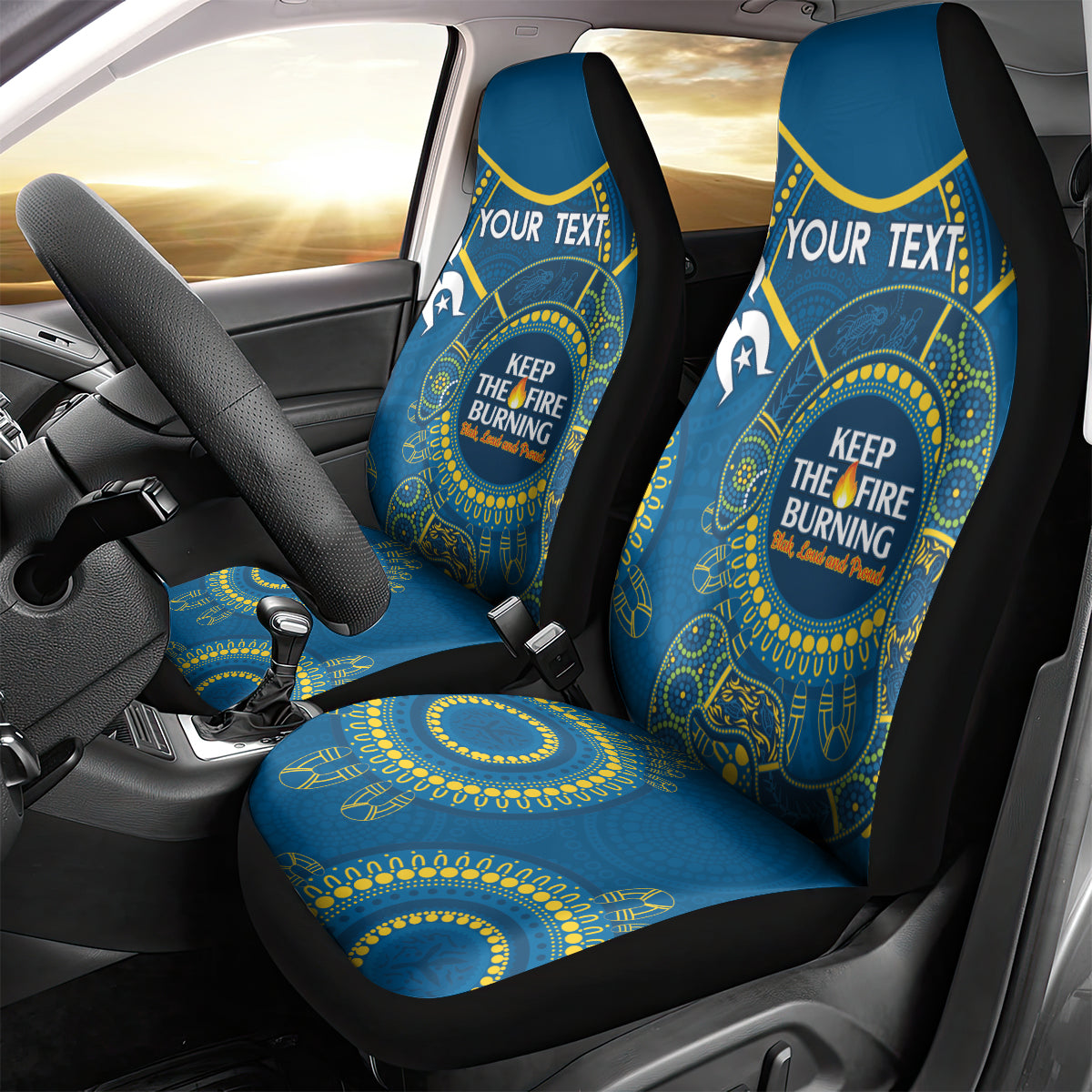 Custom NRL Eels NAIDOC Week Car Seat Cover Keep The Fire Burning Indigenous Art