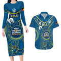 Custom NRL Eels NAIDOC Week Couples Matching Long Sleeve Bodycon Dress and Hawaiian Shirt Keep The Fire Burning Indigenous Art