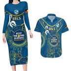 Custom NRL Eels NAIDOC Week Couples Matching Long Sleeve Bodycon Dress and Hawaiian Shirt Keep The Fire Burning Indigenous Art