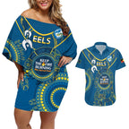 Custom NRL Eels NAIDOC Week Couples Matching Off Shoulder Short Dress and Hawaiian Shirt Keep The Fire Burning Indigenous Art