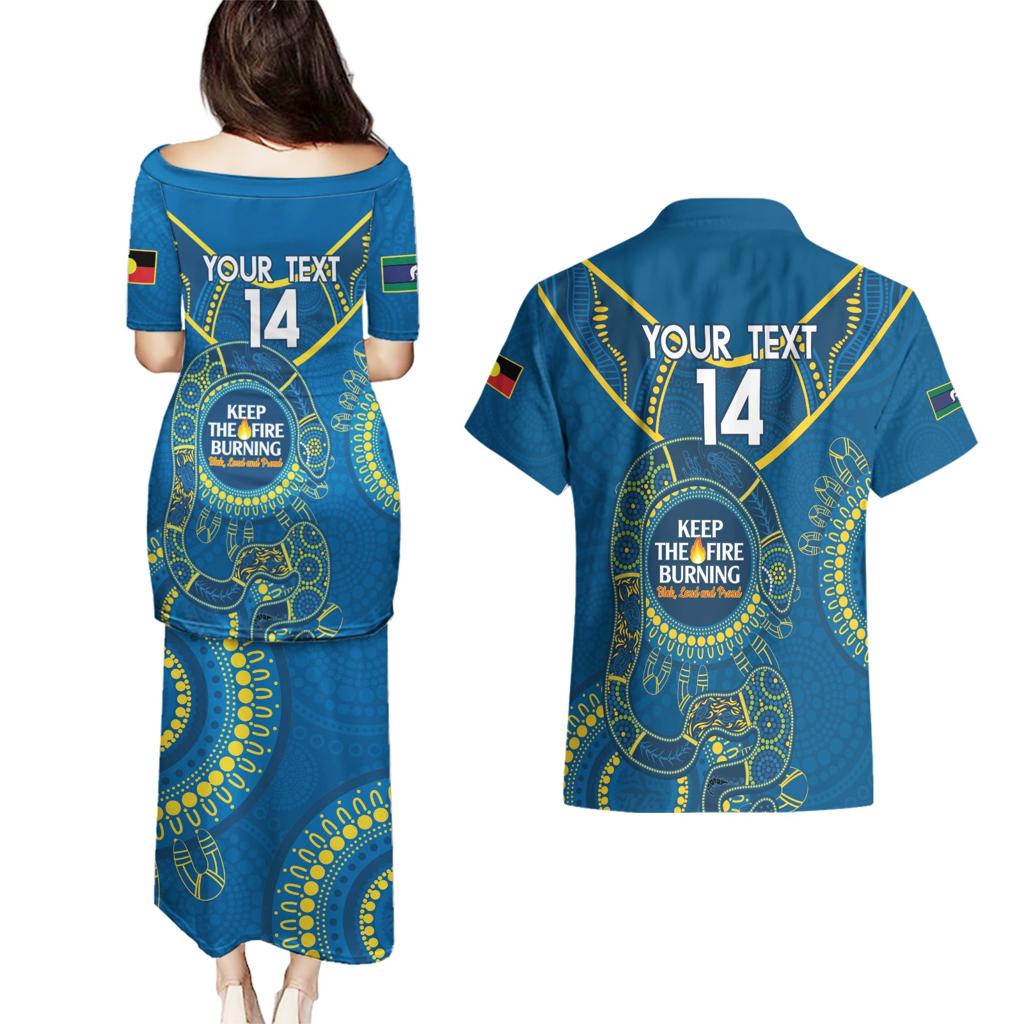 Custom NRL Eels NAIDOC Week Couples Matching Puletasi and Hawaiian Shirt Keep The Fire Burning Indigenous Art