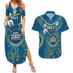 Custom NRL Eels NAIDOC Week Couples Matching Summer Maxi Dress and Hawaiian Shirt Keep The Fire Burning Indigenous Art