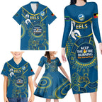 Custom NRL Eels NAIDOC Week Family Matching Long Sleeve Bodycon Dress and Hawaiian Shirt Keep The Fire Burning Indigenous Art