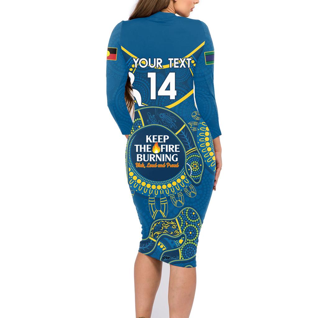 Custom NRL Eels NAIDOC Week Family Matching Long Sleeve Bodycon Dress and Hawaiian Shirt Keep The Fire Burning Indigenous Art