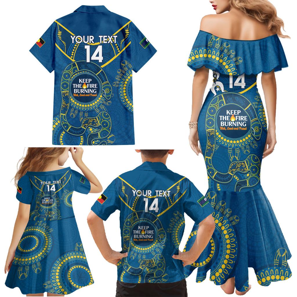 Custom NRL Eels NAIDOC Week Family Matching Mermaid Dress and Hawaiian Shirt Keep The Fire Burning Indigenous Art