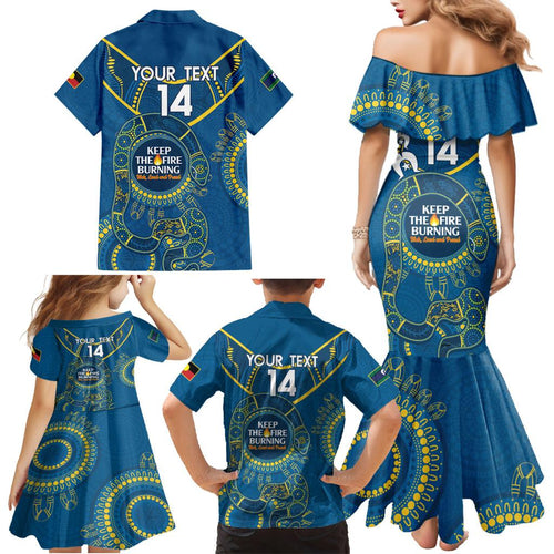 Custom NRL Eels NAIDOC Week Family Matching Mermaid Dress and Hawaiian Shirt Keep The Fire Burning Indigenous Art