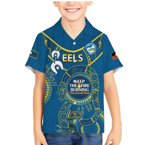 Custom NRL Eels NAIDOC Week Family Matching Mermaid Dress and Hawaiian Shirt Keep The Fire Burning Indigenous Art