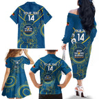 Custom NRL Eels NAIDOC Week Family Matching Off The Shoulder Long Sleeve Dress and Hawaiian Shirt Keep The Fire Burning Indigenous Art