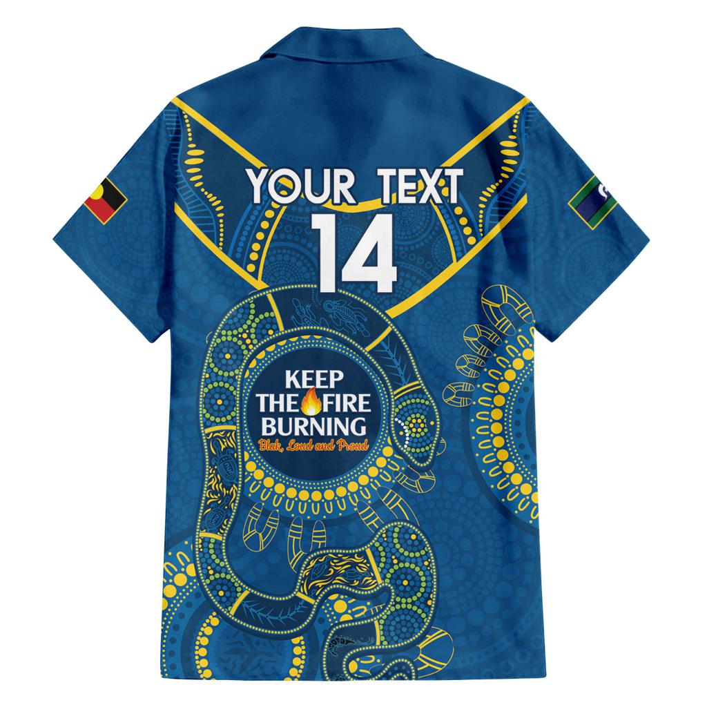 Custom NRL Eels NAIDOC Week Family Matching Off The Shoulder Long Sleeve Dress and Hawaiian Shirt Keep The Fire Burning Indigenous Art