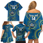 Custom NRL Eels NAIDOC Week Family Matching Off Shoulder Short Dress and Hawaiian Shirt Keep The Fire Burning Indigenous Art