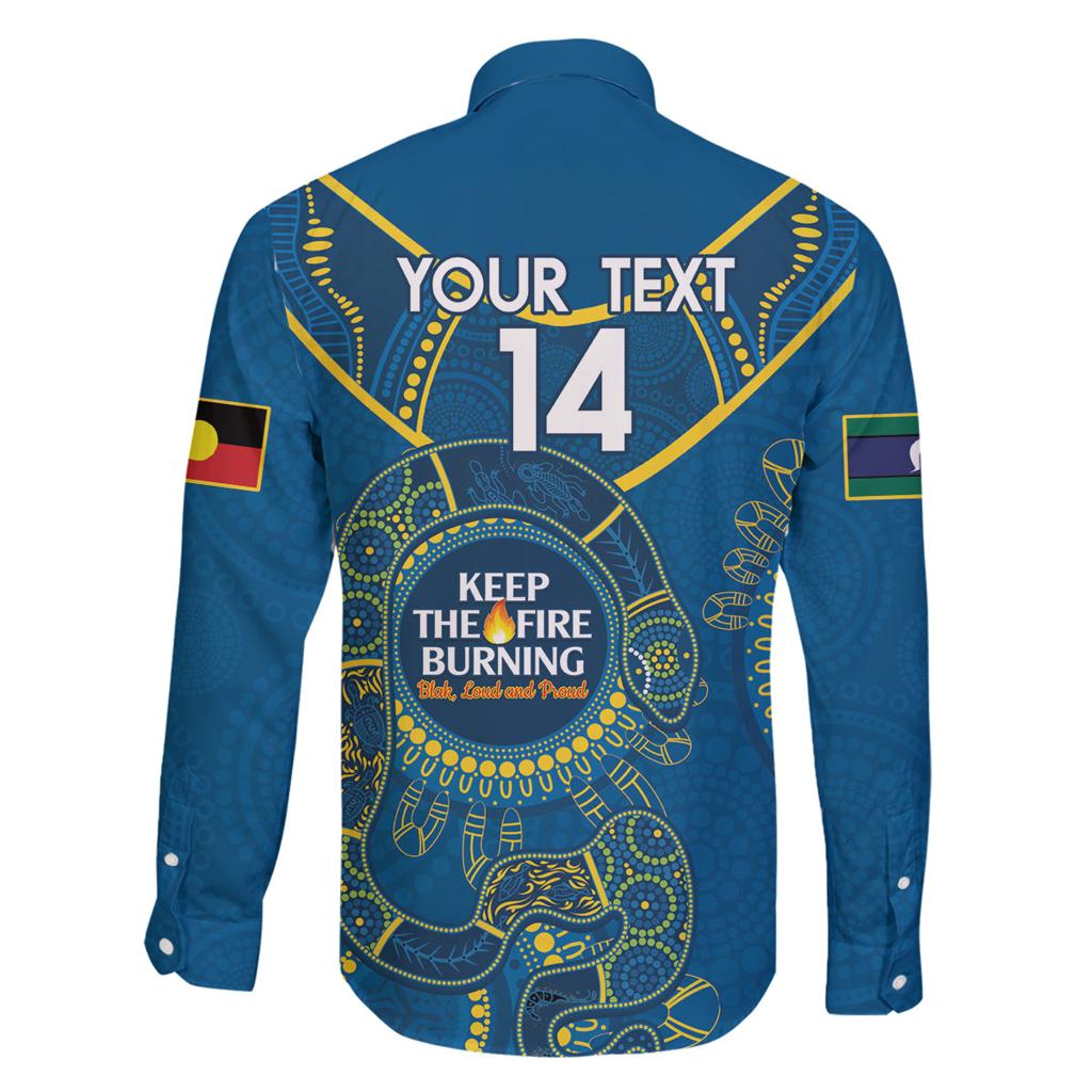 Custom NRL Eels NAIDOC Week Family Matching Off Shoulder Short Dress and Hawaiian Shirt Keep The Fire Burning Indigenous Art