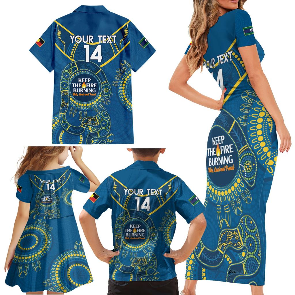 Custom NRL Eels NAIDOC Week Family Matching Short Sleeve Bodycon Dress and Hawaiian Shirt Keep The Fire Burning Indigenous Art