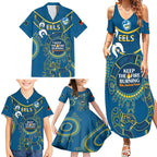 Custom NRL Eels NAIDOC Week Family Matching Summer Maxi Dress and Hawaiian Shirt Keep The Fire Burning Indigenous Art