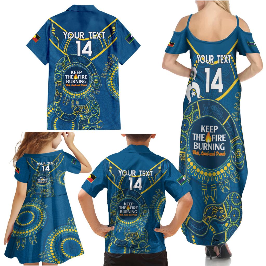 Custom NRL Eels NAIDOC Week Family Matching Summer Maxi Dress and Hawaiian Shirt Keep The Fire Burning Indigenous Art