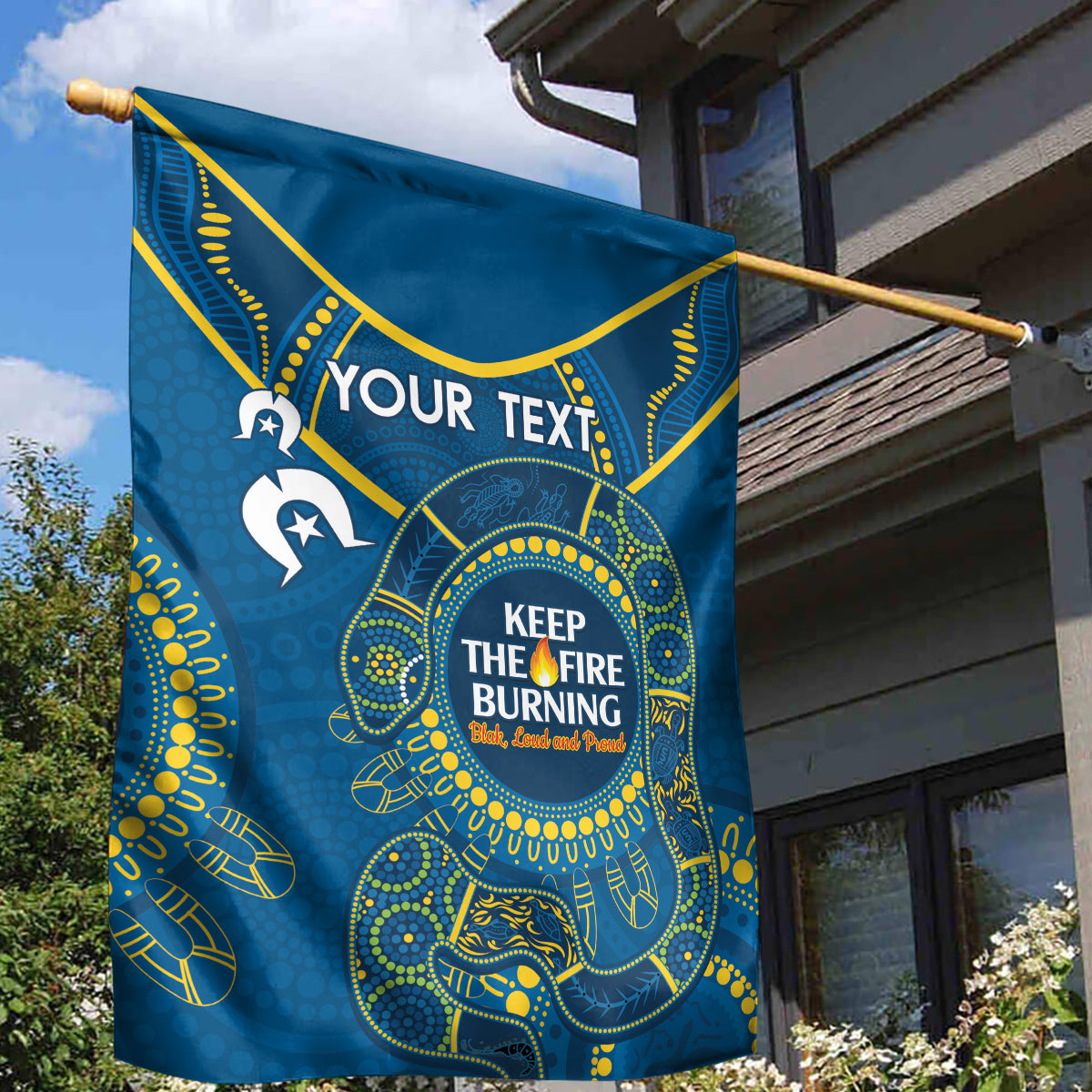 Custom NRL Eels NAIDOC Week Garden Flag Keep The Fire Burning Indigenous Art